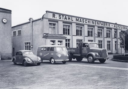 Black and White Image of Historic STAHL Building