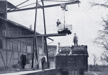 Black and White Image of Old Chain Hoists