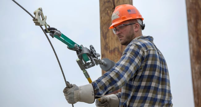 Utility Worker with CM Lineman's Hoist