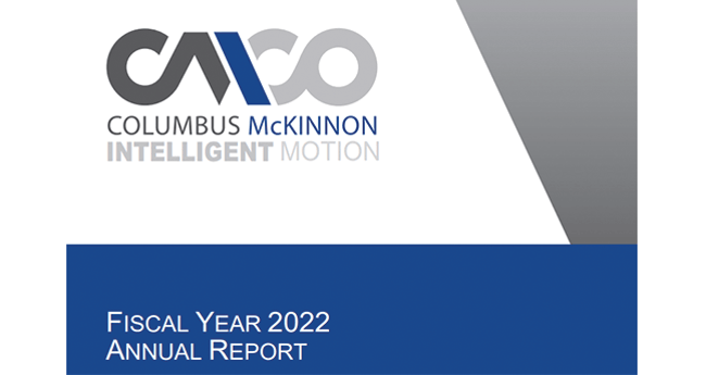 Image of Cover for Columbus McKinnon 2022 Annual Report