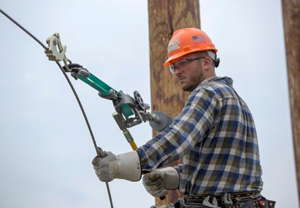 Utility Worker with CM Lineman's Hoist